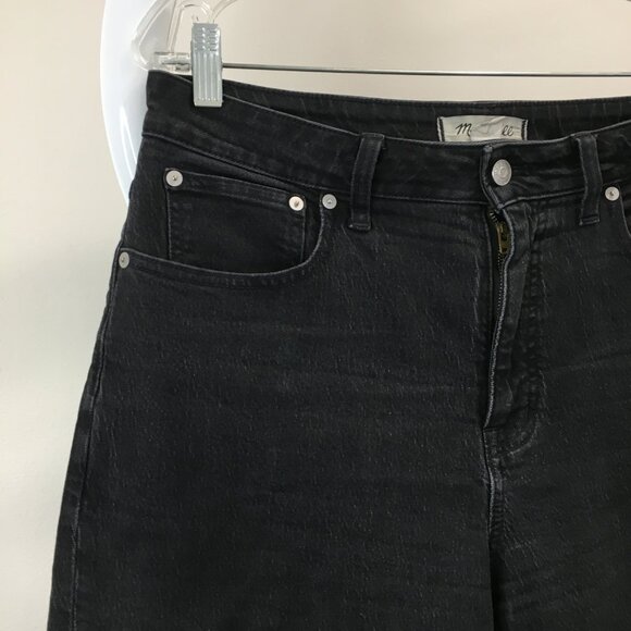 MADEWELL 5 Pocket Logo Hardware Dark Gray/Black Denim Curvy 90's Straight Jeans - Picture 6 of 12